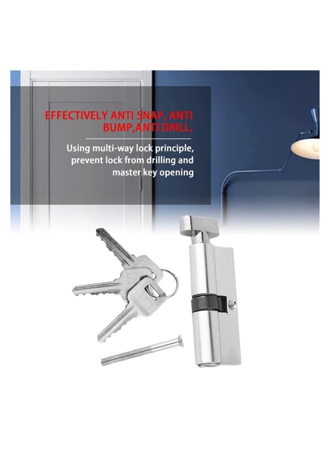 Anti-Pick Door Lock Aluminum Door Lock Cylinder Anti-Snap Anti-Bump Anti-Drill Door Locks Home Security Device 3 Keys Indoor Bedroom Hardware Tools (Color : Silver) - Image 3